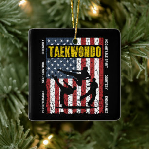 Adorno De Cerámica Bandera de artes marciales norteamericanas autocon
