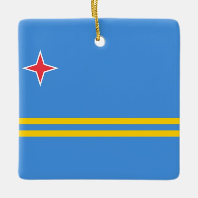 Adorno De Cerámica Bandera de Aruba (Anverso)