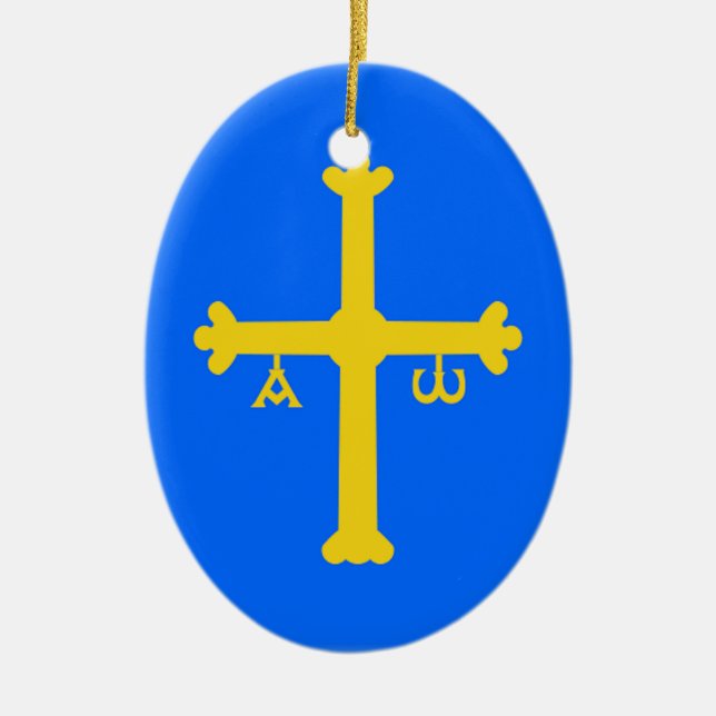 Adorno De Cerámica Bandera de Asturias (España) (Frente)