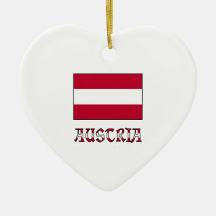 Adorno De Cerámica Bandera de Austria y Palabra