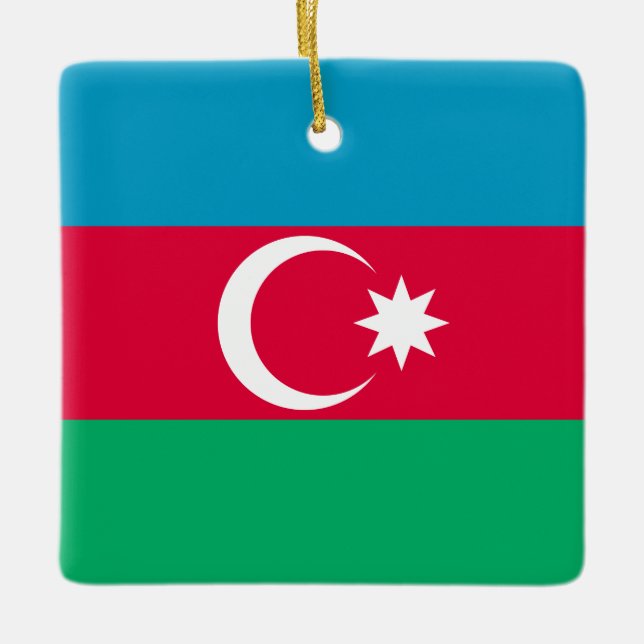 Adorno De Cerámica Bandera de Azerbaiyán (Anverso)