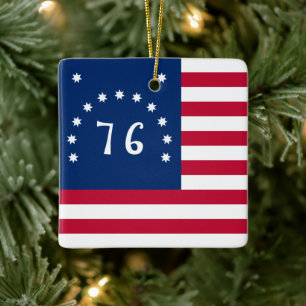 Adorno De Cerámica Bandera de batalla 76, Bandera americana Navidad 7