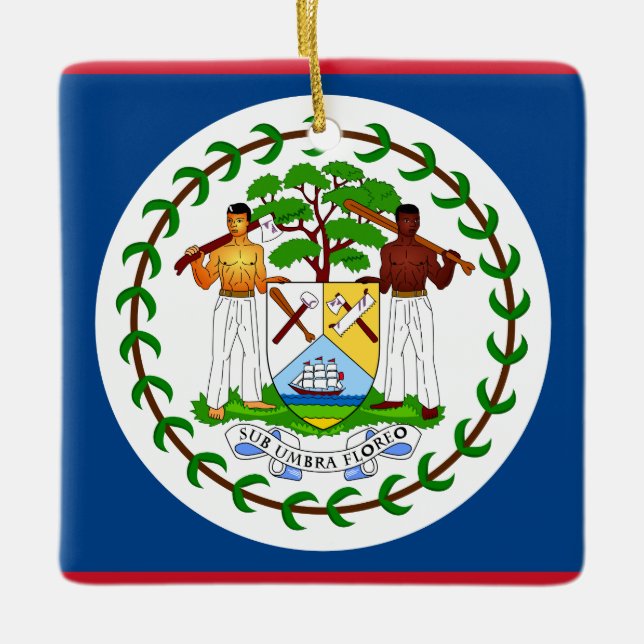 Adorno De Cerámica Bandera de Belice (Anverso)