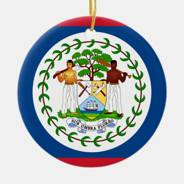 Adorno De Cerámica Bandera de Belice (Frente)