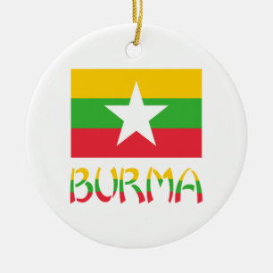 Adorno De Cerámica Bandera de Birmania y Myanmar