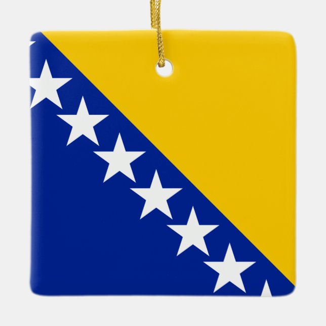 Adorno De Cerámica Bandera de Bosnia y Herzegovina (Anverso)