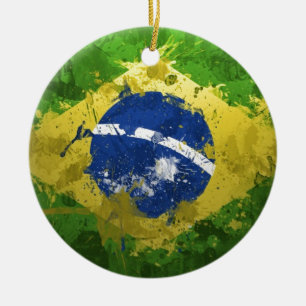 Adorno De Cerámica Bandera de Brasil-