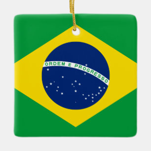 Adorno De Cerámica Bandera de Brasil (brasileño)