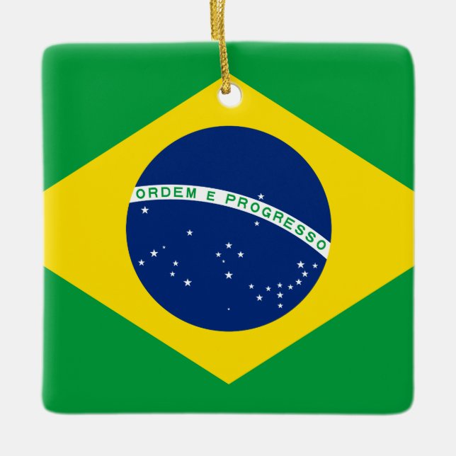 Adorno De Cerámica Bandera de Brasil (brasileño) (Anverso)
