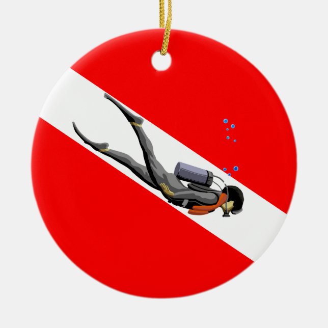 Adorno De Cerámica Bandera De Buceo Y Buceo (Frente)