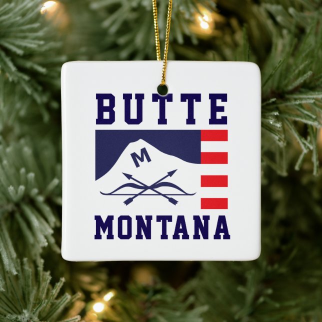Adorno De Cerámica Bandera de Butte, Montana (Árbol)