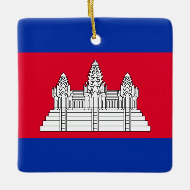 Adorno De Cerámica Bandera de Camboya (Anverso)