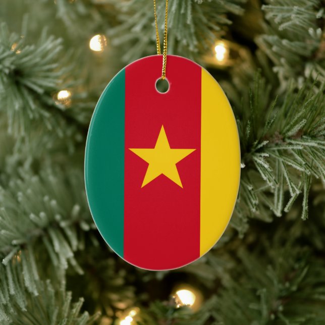 Adorno De Cerámica Bandera de Camerún (Árbol)