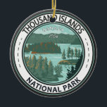Adorno De Cerámica Bandera de Canadá del Parque Nacional de las Mil I<br><div class="desc">Diseño artístico vectorial del Parque Nacional de las Mil Islas. El Park está situado en la ruta panorámica 1000 Islands Parkway,  en la región de las Mil islas del río Saint Lawrence.</div>