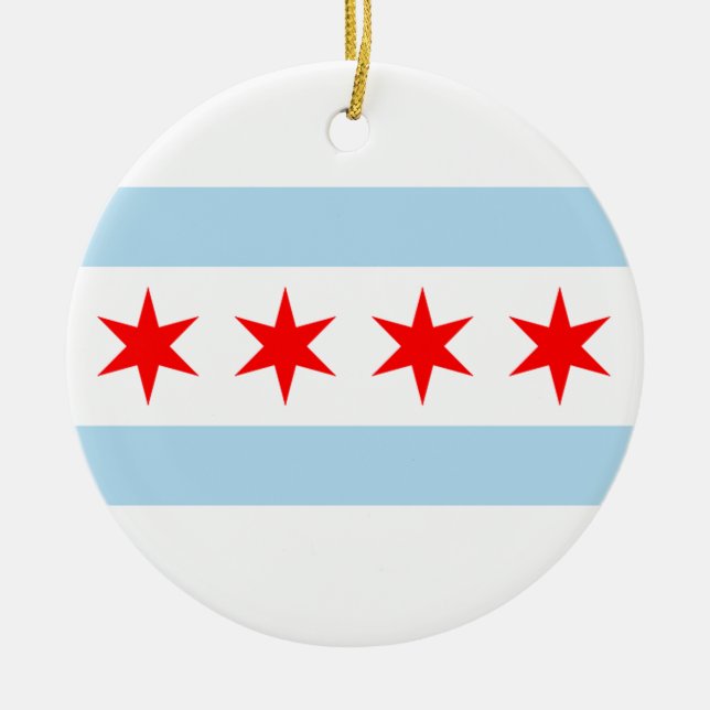 Adorno De Cerámica Bandera de Chicago (Frente)