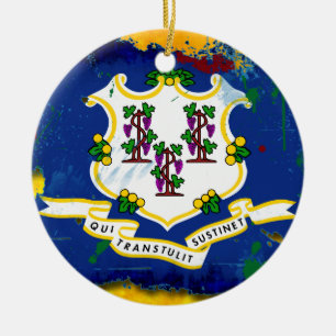 Adorno De Cerámica Bandera de Connecticut del estilo del Grunge