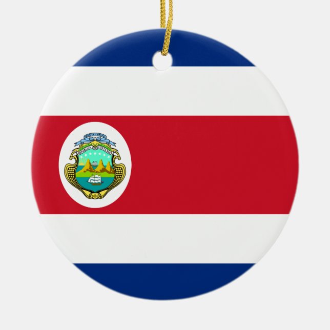 Adorno De Cerámica Bandera de Costa Rica (Frente)