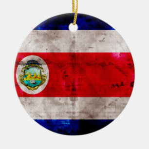 Adorno De Cerámica Bandera de Costa Rica, templada
