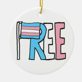 Adorno De Cerámica Bandera de derechos transnacionales libres