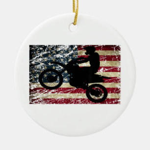 Adorno De Cerámica Bandera de Dirt Bike Estados Unidos Camiseta Motoc