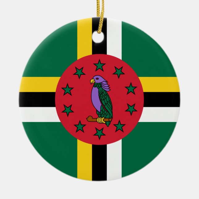 Adorno De Cerámica Bandera de Dominica (Frente)