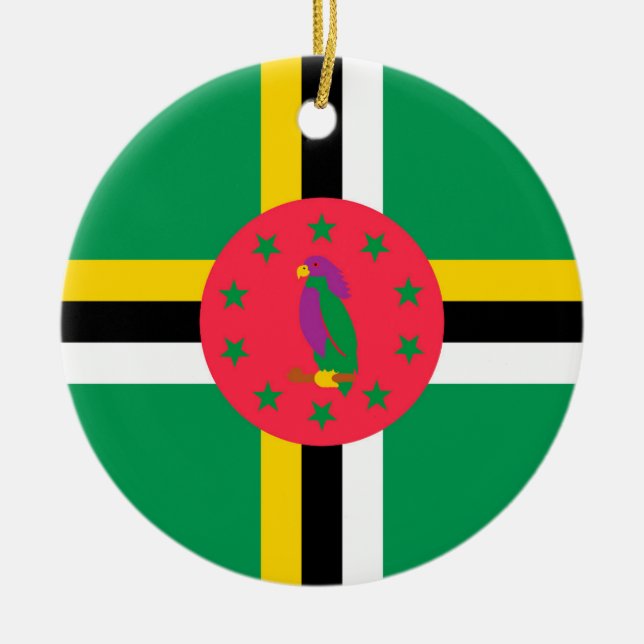 Adorno De Cerámica Bandera de Dominica (Frente)