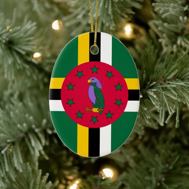 Adorno De Cerámica Bandera de Dominica (Árbol)