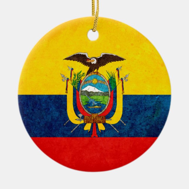 Adorno De Cerámica Bandera de Ecuador (Frente)