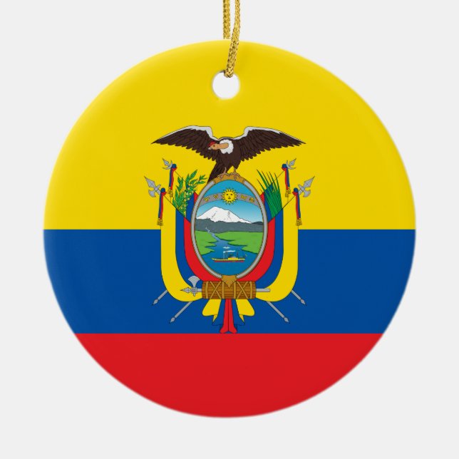Adorno De Cerámica Bandera de Ecuador (Frente)