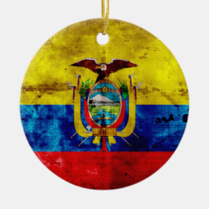 Adorno De Cerámica Bandera de Ecuador