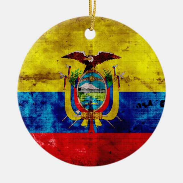 Adorno De Cerámica Bandera de Ecuador (Frente)