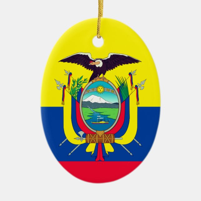 Adorno De Cerámica Bandera de Ecuador (Frente)