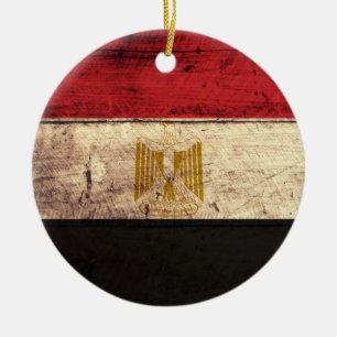 Adorno De Cerámica Bandera de Egipto de madera antigua