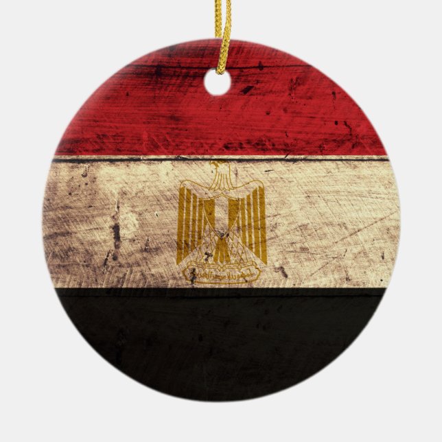 Adorno De Cerámica Bandera de Egipto de madera antigua (Frente)