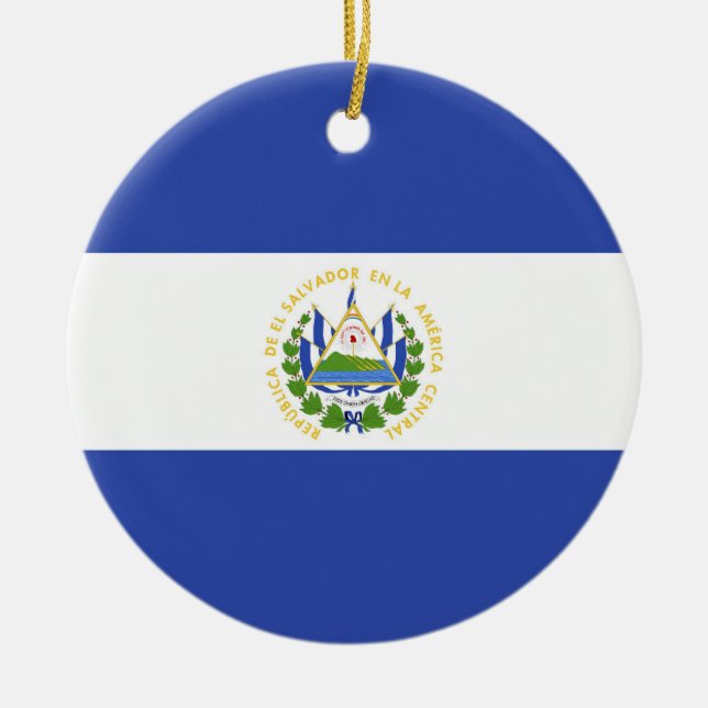 Adorno De Cerámica Bandera de El Salvador (Frente)