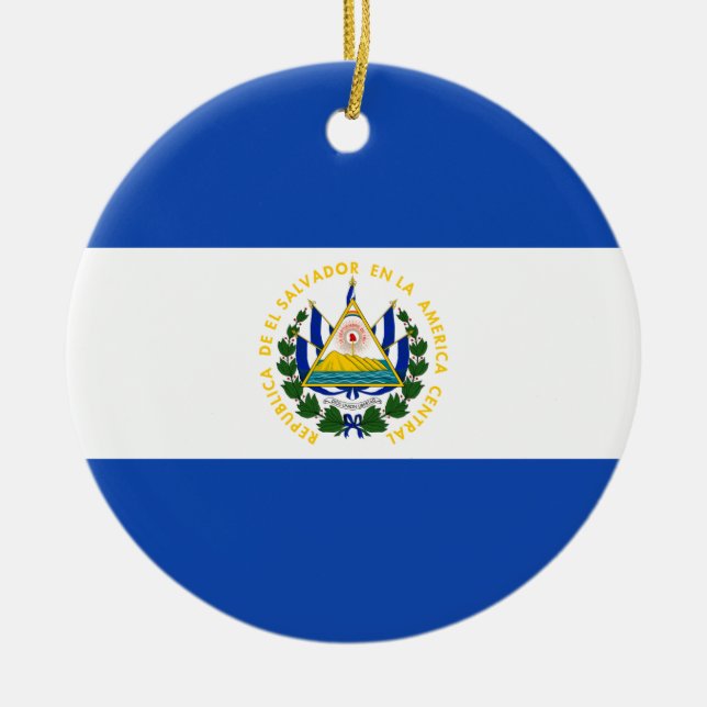 Adorno De Cerámica Bandera de El Salvador (Frente)