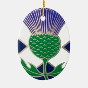 Adorno De Cerámica Bandera de Escocia y del cardo
