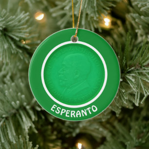 Adorno De Cerámica Bandera de esperanto + Zamenhof,