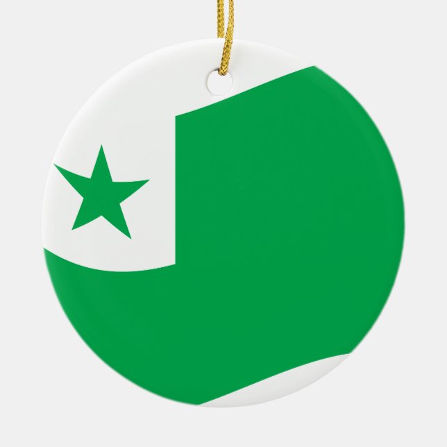 Adorno De Cerámica Bandera de esperanto + Zamenhof, (Frente)