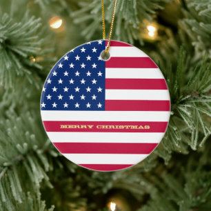 Adorno De Cerámica Bandera de Estados Unidos estrena Navidades patrió