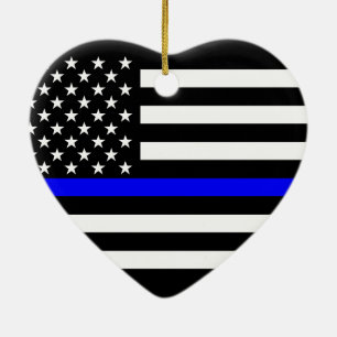 Adorno De Cerámica Bandera de Estados Unidos Línea Azul delgada blanc