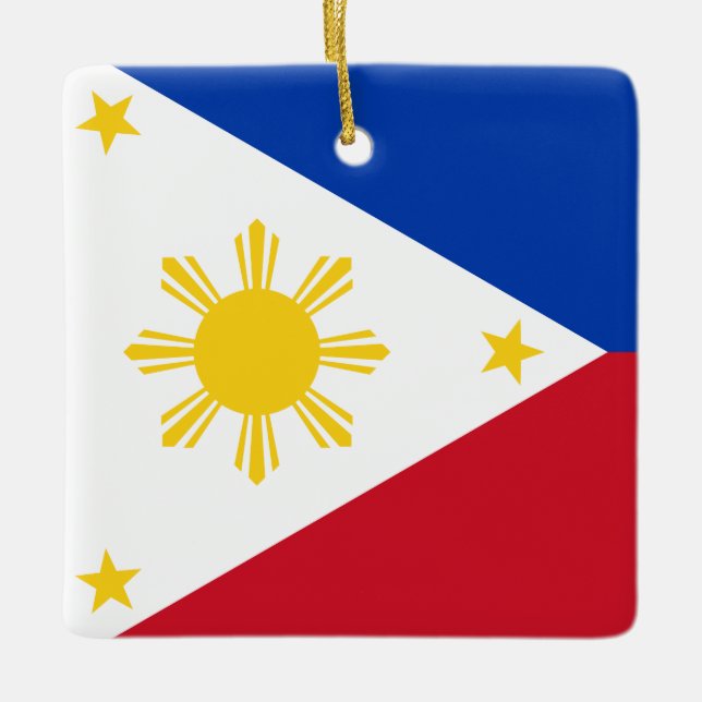 Adorno De Cerámica Bandera de Filipinas (Anverso)