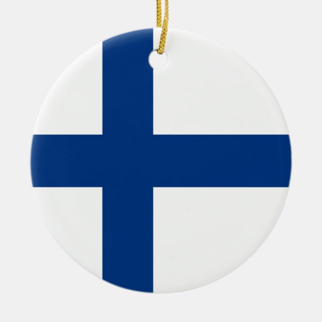Adorno De Cerámica Bandera de Finlandia (Frente)