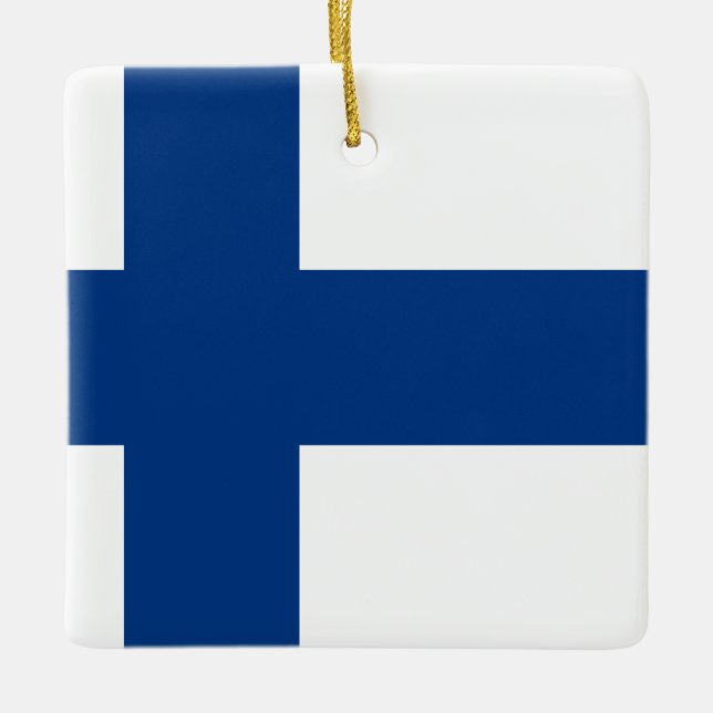 Adorno De Cerámica Bandera de Finlandia (finlandesa) (Anverso)