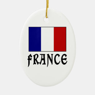 Adorno De Cerámica Bandera de Francia & Palabra Negra
