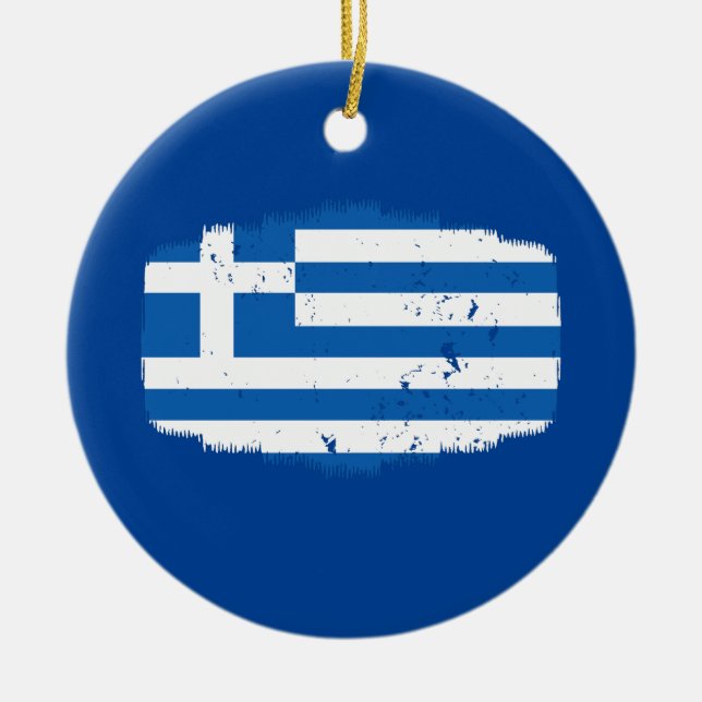 Adorno De Cerámica Bandera de Grecia (Frente)