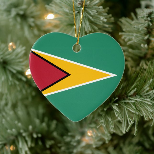 Adorno De Cerámica Bandera de Guyana (Árbol)