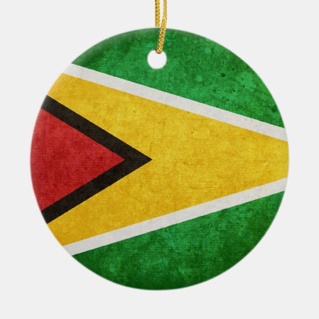 Adorno De Cerámica Bandera de Guyana (Frente)