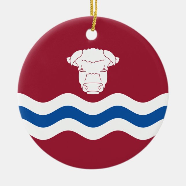 Adorno De Cerámica Bandera de Herefordshire (condado del Reino Unido) (Frente)