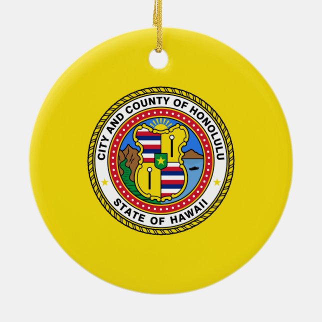 Adorno De Cerámica Bandera de Honolulu (Hawái) (Atrás)